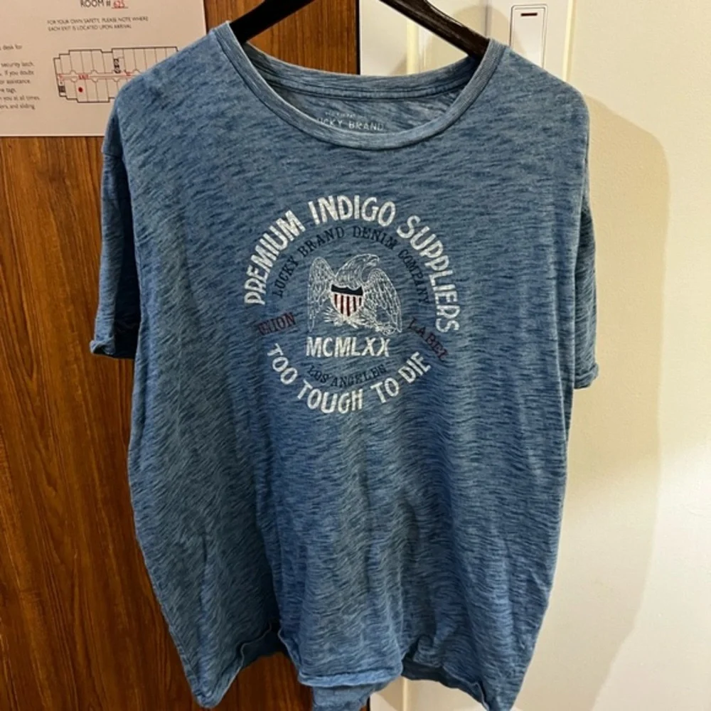 Lucky Brand Mens Sz XXL Graphic Print Too Tough To Die Blue T-Shirt